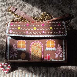 Betsey Johnson Gingerbread House Holiday Handbag - Brown nwot